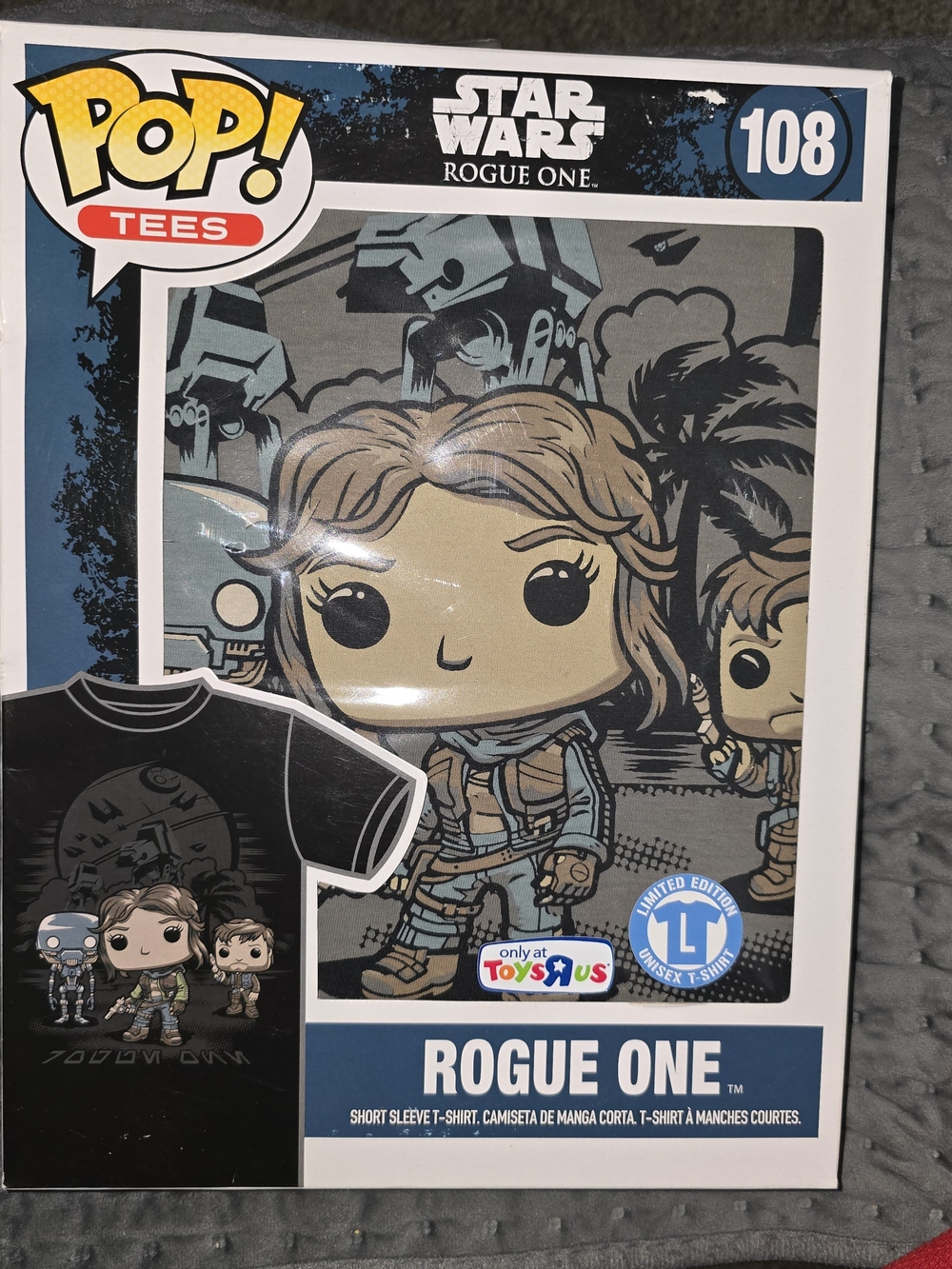 Star Wars Rogue One Pop! Tees T-Shirt - Black with Tan Graphic Size Large Unisex